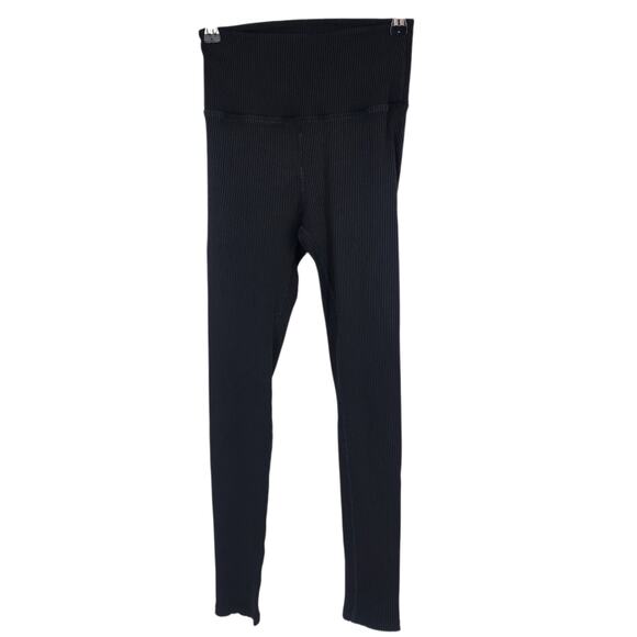 Carbon38 Black Ribbed High Rise Pull On Stretch 7/8 Leggings Size Small